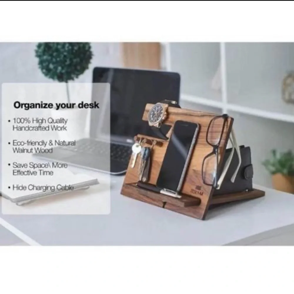 Wooden Phone Docking Station Organizer